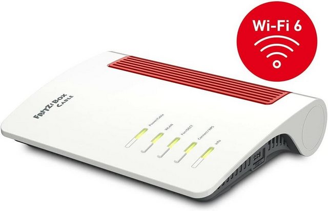 Highlights Router mit integriertem Kabel-Modem für alle Kabelanschlüsse Unterstützung für DOCSIS 3.1 mit 2x2 OFDM Kanalbündelung Sichere Internetnutzung durch voreingestellte Firewall Innovatives Wi-Fi 6 ausgelegt für ein anspruchsvolles Heimnetz mit einer Vielzahl an WLAN-Endgeräten Höchste Reichweite und ultraschnelle Übertragung mit 2.400 MBit/s (5 GHz) und 600 MBit/s (2