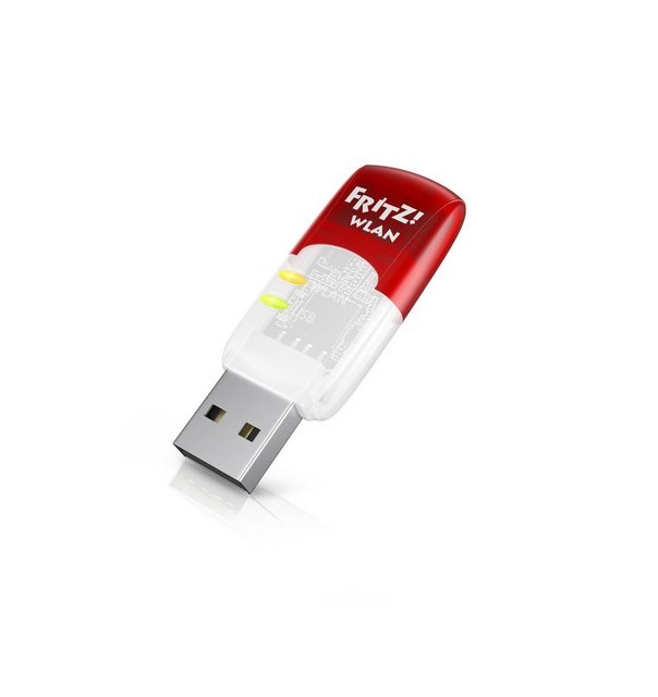 FRITZ!WLAN-StickFRITZ!WLAN Stick AC 430USB 3.0-Adapter für WLAN mit bis zu 433 MBit/s (unterstützt alle gängigen Standards)Verbindet Computer einfach und sicher mit FRITZ!Box u.a. kompatiblen WLAN-RouternOptimale WLAN-Verbindung zum Router durch Mehrantennen-Verfahren (MU-MIMO)Übernahme der WLAN-Verschlüsselung durch Einstecken in FRITZ!Box (Stick &