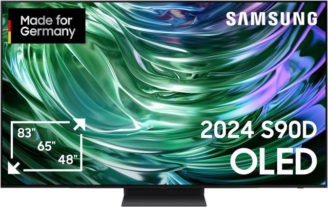 Ein Fernseher für ein Gefühl wie im Kino Der GQ55S90DAE ist ein OLED-Fernseher von Samsung. Filme lassen sich auf dem 55 Zoll (138 cm) großen 4K Ultra HD-Bildschirm in hoher Auflösung betrachten. Dein Wohnzimmer wird zum Heimkino: Dank des Sourround-Sounds tauchst du regelrecht in das Filmerlebnis ein. Serien und Filme streamen ist dank WLAN kein Problem. Der TV steht außerdem direkt für die Nutzung von Apps zur Verfügung inkl. Zugang zu mehr als 900 freien Kanälen