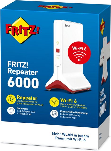 Erleben Sie mit dem AVM FRITZ!Repeater 6000 eine völlig neue Dimension der Netzwerkgeschwindigkeit und -stabilität. Dieses hochmoderne WLAN-Gerät ist die perfekte Lösung für ein starkes und zuverlässiges WLAN-Signal in jedem Winkel Ihres Zuhauses. Egal