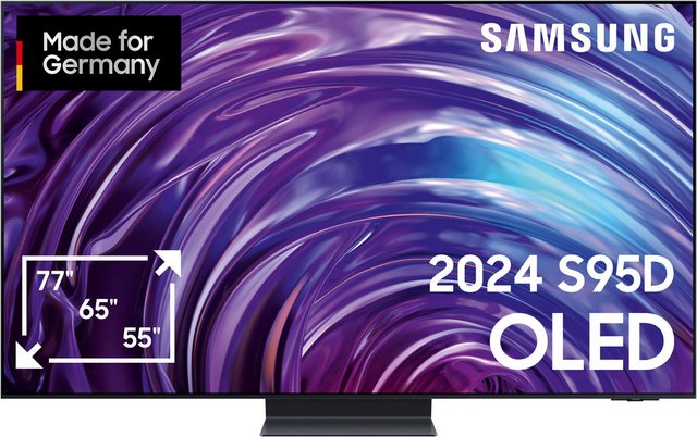 Ein Fernseher für ein Gefühl wie im Kino Der GQ55S95DAT ist ein OLED-Fernseher von Samsung. Auf dem 55 Zoll (138 cm) großen 4K Ultra HD-Bildschirm lassen sich Filme in hochauflösender Qualität ansehen. Tauche ins Filmgeschehen ein und verwandle dein Wohnzimmer dank des Sourround-Sounds in dein eigenes Cinéma. Mit OLED HDR Pro und OLED Glare Free hohe Helligkeit und starke Kontraste genießen. Filme streamen ist dank WLAN kein Problem. Der TV steht außerdem direkt für die Nutzung von Apps zur Verfügung inkl. Zugang zu mehr als 900 freien Kanälen