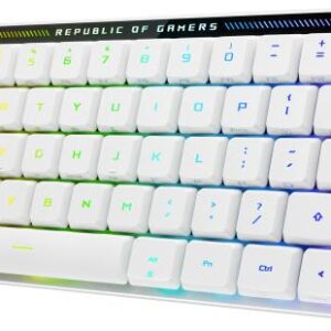 Hauptmerkmale rn rn Tastatur rn Empfohlene Nutzung Gaming rn Geräteschnittstelle USB + RF Wireless + Bluetooth rn Tastatur-Switch Optischer Schlüsselschalter rn Eingabegerät Touchpad rn Tastatur Formfaktor 65% rn Numerisches Keypad Nein rn Überschlag N-Key-Rollover rn Frequenzband 2.4 GHz rn rn Design rn Hintergrundbeleuchtung Ja rn Produktfarbe Weiß rn Typ der Hintergrundbeleuchtung RGB-LED rn Farbe der Hintergrundbeleuchtung Multi rn Tastatur-Stil Gerade rn Intelligentes