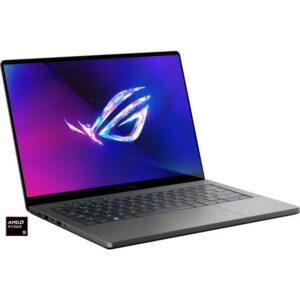 Windows 11 Home 64-Bit ROG Zephyrus G14 (GA403UV-QS020W) ist ein ultraschmales Gaming Notebook mit neuestem AMD Ryzen 9 8945HS Achtkern-Prozessor und einer NVIDIA GeForce RTX 4060 Grafikkarte. Dem Prozessor stehen 16 Gigabyte DDR5 Arbeitsspeicher und eine ein Terabyte fassende