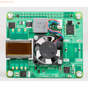 Der Raspberry Pi PoE+ HAT ist ein Add-On-Board für Raspberry Pi-Computer mit PoE-Pins