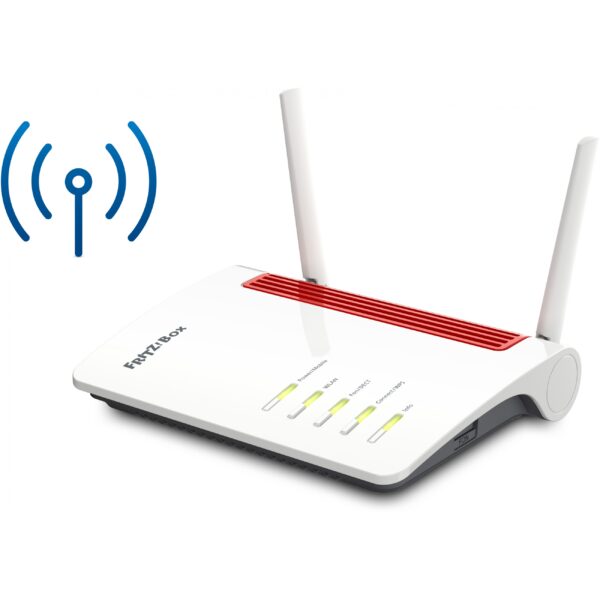 WAN-VerbindungEigenschaft: SIM-Karten-SlotWireless LAN FunktionenWLAN-Band: Dual-Band (2.4 GHz/5 GHz)Top WLAN-Standard: Wi-Fi 5 (802.11ac)WLAN Datentransferrate (max.): 866 Mbit/sWLAN-Standards: 802.11a. 802.11b. 802.11g. Wi-Fi 4 (802.11n). Wi-Fi 5 (802.11ac)NetzwerkEigenschaft: Ethernet/LANSchnittstellentyp Ethernet-LAN: Gigabit EthernetMobiles NetzwerkMobilfunknetzgenerierung: 4GEigenschaft: 3GEigenschaft: 4G3G-Standards: HSPA+. UMTS4G-Standards: LTEunterstützte 4G-Bandbreiten: 700.800.850.900.1800.2100.2300.2500.2600 MHzAnschlüsse und SchnittstellenAnzahl Ethernet-LAN-Anschlüsse (RJ-45): 4Eigenschaft: USB AnschlussUSB 3.2 Gen 1 (3.1 Gen 1) Anzahl der Anschlüsse vom Typ A: 1Eigenschaft: Speicherkartenslot(s)SicherheitUnterstützte Sicherheitsalgorithmen: WPA2. WPSEigenschaft: FirewallProtokolleEigenschaft: DHCP-ServerEigenschaft: Universal Plug and Play (UPnP)DesignProduktfarbe: WeißProdukttyp: Tabletop-RouterZertifikateEigenschaft: Digital Living Network Alliance (DLNA) zertifiziertLieferumfangMitgelieferte Kabel: LAN (RJ-45)Eigenschaft: Antenne enthaltenEigenschaft: SchnellstartübersichtAntenneAntennen-Design: ExternAnzahl der Antennen: 2EnergieStromverbrauch (Standardbetrieb): 6 WGewicht und AbmessungenBreite: 208 mmTiefe: 37 mmHöhe: 150 mm - Netzwerk-Infrastruktur Router  - FRITZ!Box 6850 LTE wireless router