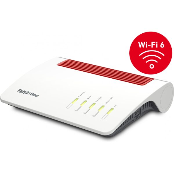 WAN-VerbindungEigenschaft: Ethernet-WANEigenschaft: DSL-WANWireless LAN FunktionenWLAN-Band: Dual-Band (2.4 GHz/5 GHz)Top WLAN-Standard: Wi-Fi 6 (802.11ax)WLAN-Standards: 802.11a. 802.11g. Wi-Fi 4 (802.11n). Wi-Fi 5 (802.11ac). Wi-Fi 6 (802.11ax)WLAN-Datenübertragungsrate (erstes Band): 1200 Mbit/sWLAN-Datenübertragungsrate (zweites Band): 2400 Mbit/sNetzwerkEigenschaft: Ethernet/LANSchnittstellentyp Ethernet-LAN: Gigabit EthernetEthernet LAN Datentransferraten: 10.100.1000 Mbit/sVerkabelungstechnologie: 10/100/1000Base-T(X)Eigenschaft: Dynamisches DNS (DDNS)Eigenschaft: Medien-ServerDSL-FunktionenEigenschaft: ADSL2+Eigenschaft: VDSLAnschlüsse und SchnittstellenAnzahl Ethernet-LAN-Anschlüsse (RJ-45): 4Eigenschaft: USB AnschlussUSB 3.2 Gen 1 (3.1 Gen 1) Anzahl der Anschlüsse vom Typ A: 2RJ-11 ports Quantität: 2Eigenschaft: Gleichstrom-Anschluss (DC)Management-FunktionenEigenschaft: Web-basiertes ManagementEigenschaft: Wake-on-LAN bereitEigenschaft: WPS Sicherheit per TastendruckEigenschaft: Intelligente NetztechnikEigenschaft: MIMOSicherheitUnterstützte Sicherheitsalgorithmen: WPA2. WPA3Eigenschaft: FirewallEigenschaft: GastzugangEigenschaft: Zustandsorientierte Paketüberprüfung (SPI)Eigenschaft: Kontrolle durch ElternEigenschaft: Netzwerkadressenübersetzung (NAT)ProtokolleEigenschaft: DHCP-ServerEigenschaft: Universal Plug and Play (UPnP)DesignProduktfarbe: WeißEigenschaft: WandmontageLED-Anzeigen: DSL. WLAN. WPSProdukttyp: Tabletop-RouterLieferumfangMitgelieferte Kabel: DSL. LAN (RJ-45)Eigenschaft: AC-NetzadapterEigenschaft: SchnellinstallationsanleitungAntenneAntennen-Design: InternMerkmaleEigenschaft: Eingebauter ProzessorAnzahl Prozessorkerne: 2Eigenschaft: Upgradefähige FirmwareEnergieEnergiequelle: ACStromverbrauch (Standardbetrieb): 16 WGewicht und AbmessungenBreite: 254 mmTiefe: 191 mmHöhe: 63 mm - Netzwerk-Infrastruktur Router  - FRITZ!Box 7590 AX wireless router