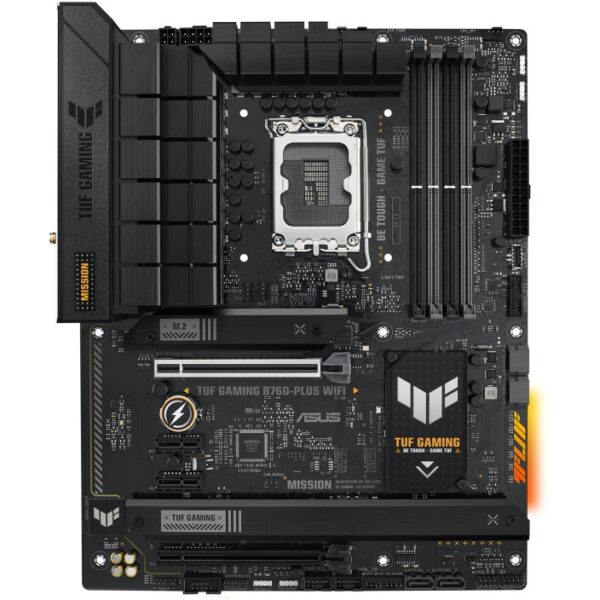 ProzessorProzessorhersteller: IntelProzessorsockel: LGA 1700Kompatible Prozessoren: Intel® Celeron®. Intel® Coreâ„¢ i3. Intel® Coreâ„¢ i5. Intel® Coreâ„¢ i7Maximale Anzahl an SMP-Prozessoren: 1Unterstützte Prozessorsteckplätze: LGA 1700SpeicherUnterstützte Arbeitsspeicher: DDR5-SDRAMAnzahl der Speichersteckplätze: 4Arbeitsspeicher Typ: DIMMSpeicherkanäle: ZweikanaligECC-Kompatibilität: Nicht-ECCUnterstützte Speichertaktrate (max.): 5066 MHzRAM-Speicher maximal: 128 GBEigenschaft: Unbuffered SpeicherSpeicher-ControllerUnterstützte Speicherlaufwerke: HDD & SSDUnterstützte Speicherlaufwerk-Schnittstellen: M.2. PCI Express 3.0. PCI Express 5.0. SATA IIIMaximale unterstützte Anzahl der HDD: 4Anzahl der unterstützten Speicherlaufwerke: 7Eigenschaft: RAID-UnterstützungRAID Level: 0. 1. 5. 10GrafikParallele Verarbeitungstechnologie: Nicht unterstütztInterne E/A-AnschlüsseAnzahl USB 2.0 Schnittstellen: 2USB 3.2 Gen 1 (3.1 Gen 1) Anschlüsse: 2SATA III Anschlüsse: 4Eigenschaft: S/PDIF aus SteckerEigenschaft: Front Panel AudiosteckerEigenschaft: Frontpanel-SteckerEigenschaft: ATX Stromstecker (24-pol.)Eigenschaft: CPU VentilatorsteckerZahl der Chassisventilatorstecker: 3Anzahl Molex Anschlüsse 4pin: 1Eigenschaft: EPS Stromstecker (8-pin)Zahl der COM Stecker: 1Eigenschaft: TPM-AnschlussThunderbolt-Stiftleisten: 1Eigenschaft: 12-V-StromanschlussEigenschaft: RGB-LED-StiftleisteE/A-Anschlüsse auf der RückseiteAnzahl USB 2.0 Anschlüsse: 2USB 3.2 Gen 1 (3.1 Gen 1) Anzahl der Anschlüsse vom Typ A: 1USB 3.2 Gen 2 (3.1 Gen 2) Anzahl der Anschlüsse vom Typ A: 2USB 3.2 Gen 2x2 Typ-C Anzahl Anschlüsse: 1Anzahl Ethernet-LAN-Anschlüsse (RJ-45): 1Anzahl VGA (D-Sub) Anschlüsse: 1Anzahl HDMI-Anschlüsse: 1HDMI-Version: 2.1Anzahl DisplayPort Anschlüsse: 1DisplayPorts-Version: 1.4Kopfhörerausgänge: 1Eigenschaft: Line-inNetzwerkEigenschaft: Ethernet/LANEthernet Schnittstellen Typ: 2.5 Gigabit EthernetEigenschaft: WLANTop WLAN-Standard: Wi-Fi 6E (802.11ax)WLAN-Standards: 802.11a. 802.11g. Wi-Fi 4 (802.11n). Wi-Fi 5 (802.11ac). Wi-Fi 6 (802.11ax)Eigenschaft: BluetoothBluetooth-Version: 5.2MerkmaleMotherboard Chipsatz: Intel B760Audio Kanäle: 7.1 KanäleProduktfarbe: SchwarzKomponente für: PCMotherboardformfaktor: ATXMotherboard Chipsatz Familie: IntelKühlung: PassivEnergiequelle: ATXUnterstützt Windows-Betriebssysteme: Windows 10. Windows 11ErweiterungssteckplätzePCI-Express x1 (Gen 3.x)-Anschlüsse: 2PCI Express x16-Steckplätze (Gen 4.x): 1PCI Express x16-Steckplätze (Gen 5.x): 1PCI-Slots: 4Anzahl der M.2 (M)-Steckplätze: 3BIOSBIOS-Typ: UEFI AMIBIOS-Speichergröße: 128 MbitVerpackungsdatenVerpackungsbreite: 328 mmVerpackungstiefe: 266 mmVerpackungshöhe: 53 mmPaketgewicht: 1.16 kgGewicht und AbmessungenBreite: 305 mmTiefe: 244 mmLieferumfangMitgelieferte Kabel: SATA - Eingabe / Ausgabe Mainboards & Zubehör Mainboards Intel - ASUS TUF Gaming B760-Plus WIFI