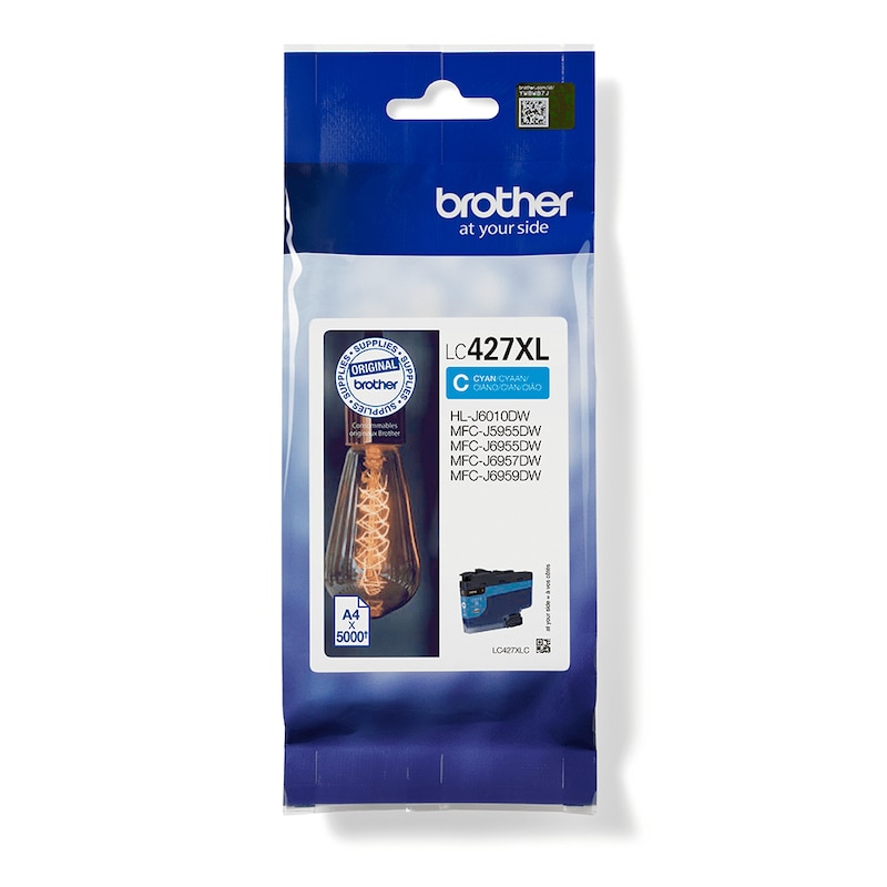 • Brother Tintenpatrone LC-427XLC • Farbe: Cyan • Reichweite: ca. 5.000 Seiten • Kompatibel zu: HL-J6010DW