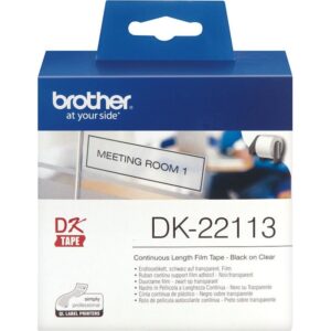 • Original Brother DK-22113 Endlosetikettenrolle • schwarze Schrift auf transparentem Hintergrund • Kompatibel zu Geräten: QL-500