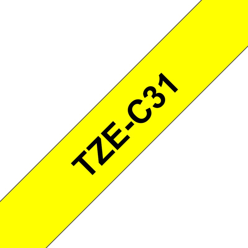 • Brother TZe-C31 Schriftband 12mm x 5m • Bandfarbe fluoreszierend gelb