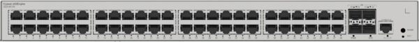 Hauptmerkmale Anschlüsse und Schnittstellen Anzahl der basisschaltenden RJ-45 Ethernet Ports 48 Basic Switching RJ-45 Ethernet Ports-Typ Gigabit Ethernet (10/100/1000) Anzahl installierten SFP Module 4 Konsolen-Port RJ-45 Netzwerk 10G-Unterstützung Ja Sicherheit DHCP-Funktionen DHCPv6 snooping Design Rack-Einbau Ja Formfaktor 1U Produktfarbe Grau Gehäusematerial Metall LED-Anzeigen Ja Internationale Schutzart (IP-Code) IP20 Leistungen Speicherkapazität 1 MB Flash-Speicher 2000 MB Energie Energiequelle AC Netzteil enthalten Ja AC Eingangsspannung 100 - 240 V AC Eingangsfrequenz 50/60 Hz Stromverbrauch (Standardbetrieb) 36