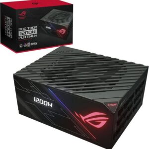 Das ROG Thor 1200W Platinum-Netzteil zeichnet sich durch Aura Sync und ein OLED-Display aus