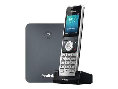 YEALINK W76P DECT Telefon. Das W76P-System unterstützt die Registrierung von bis zu 10 Yealink W56H DECT-Mobilteilen und verfügt über eine robuste Verarbeitungskapazität für bis zu 10 SIP-Konten und 20 gleichzeitige Anrufe.  - Telekommunikation