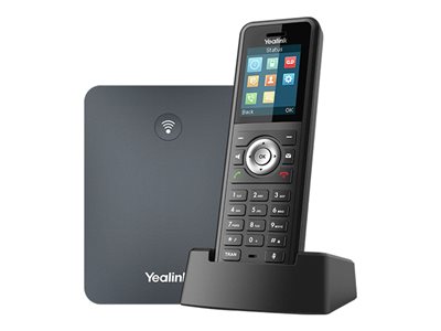 YEALINK W79P DECT Telefon. Das W79P-System unterstützt die Registrierung von bis zu 10 Yealink W59R DECT-Mobilteilen und verfügt über eine robuste Verarbeitungskapazität für bis zu 10 SIP-Konten und 20 gleichzeitige Anrufe.  - Telekommunikation