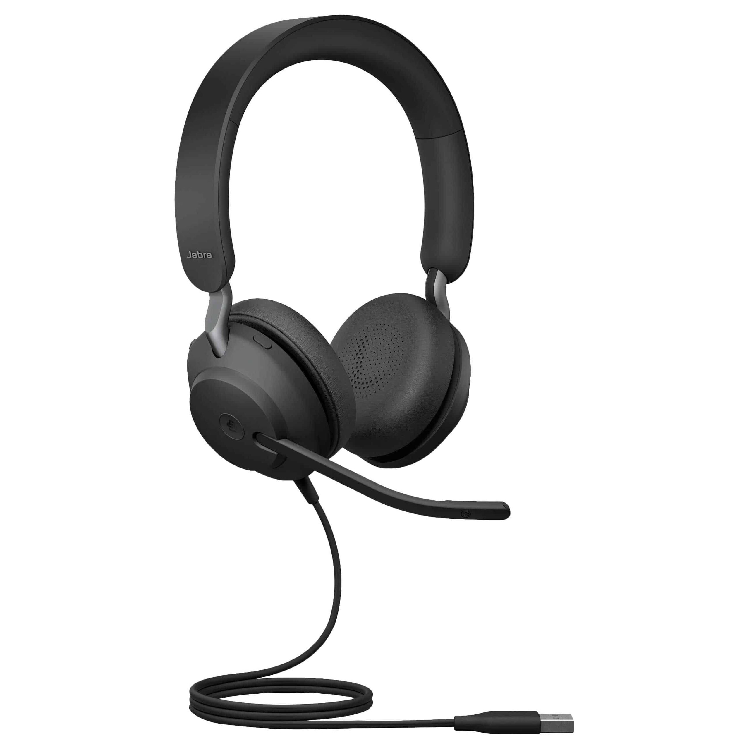 Jabra Evolve2 40 MS - On-ear Headset - Farbe:Schwarz - Partnerprogramm:Nein - Grading:Neuware - Zustand:Neu - Signalübertragung:Kabelgebunden  - Kopfhörerart:On-ear - Produkttyp:Headset - Rauschunterdrückung:Ja - Wiedergabetechnik:Stereo - Frequenzgang:20 - 20.000 Hz - Mikrofon:Ja - Schnittstellen:1x USB 2 Typ-A - Kompatibilität:Microsoft Teams - Empfindlichkeit:117 dB/mW - Empfindlichkeit (Mikrofon):26 dB/mW