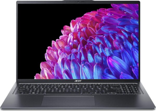 Acer Swift Go 16 SFG16-72 - 180°-Scharnierdesign - Intel Core Ultra 7 155U / 1.7 GHz - Win 11 Home - Intel Graphics - 16 GB RAM - 512 GB SSD NVMe - 40.6 cm (16) OLED 3200 x 2000 (WQXGA+) @ 120 Hz - Wi-Fi 6E - Stahlgrau - kbd: Deutsch (NX.KWNEG.009)