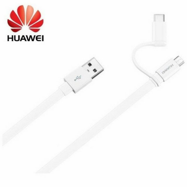 Huawei 2 in 1 DatenkabelKompatibel zu:     Allen Gängigen Micro USB/ USB Type C GerätenFarbe: WeißTechnische Daten:- Anschlüsse: USB 2.0 Typ A zu USB 2.0 Micro USB / USB Typ C- Zum Laden und Synchronisieren- Kabellänge Ca. 1