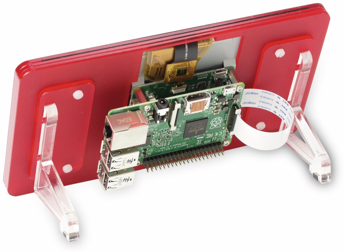 Idealer Schutz für dein 7" Raspberry Pi Touchscreen! Dieser Rahmen kann einfach und schnelle ohne Werkzeug montiert werden. Zwei integrierte Standbeine halten das Display in einem optimalen Blickwinkel. Features: 3 einzigartige Lagen bieten Unterstützung und Schutz für die Rückseite des Displays 2 Beine halten Dein Display in einem optimalen Blickwinkel Der Touchscreen ist komplett unbeeinträchtigt nutzbar Alle Raspberry Pi Schnittstellen sind zugänglich Die Lagen werden mit den mitgelieferten Schrauben direkt in die Rückseite des Displays eingeschraubt Keine Werkzeuge zum Aufbau erforderlich