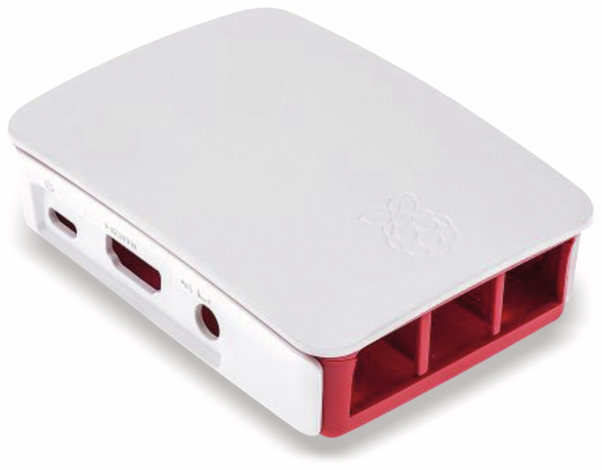 Offizielles Gehäuse der Raspberry Pi Foundation. 5-teiliges Gehäuse mit abnehmbarem Deckel und abnehmbaren Seitenteilen. Ermöglicht einfachen Zugriff auf die Anschlüsse für Kamera und Anzeige sowie auf ein angeschlossenesRaspberry Pi HAT-Gerät.Abnehmbares GPIO-Seitenteil für einfachen Zugriff auf den 40-poligen GPIO-Port.Kompatibel mit Raspberry Pi 3 Model B. Technische Daten:Maße (LxBxH): 96x71x26 mmGehäusefarbe: himbeerfarben/weiß