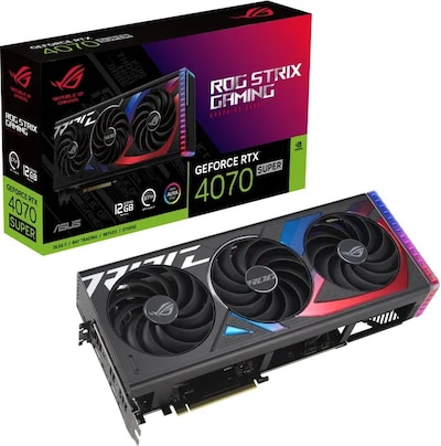 Chipsatz: NVIDIA GeForce RTX 4070 Super / Speicher; 12 GB GDDR6X / Chiptakt: 1920 MHz / Boost: 2505 MHz / Stromanschluss: 1x 16-Pin (12VHPWR) / Leistungsaufnahme: 225 Watt