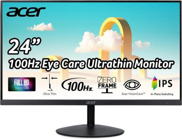 Acer Monitor SB242YEb Schwarz 24 Zoll Full-HD 100 Hz 1 ms IPS HDMI VGA EKK: E (Skala A bis G)Technische InformationenAnzahl Bildschirme: 1Sichtbare Bildschirmgröße: 60