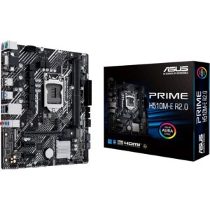 Das Mainboard ASUS PRIME H510M-E R2.0 basiert auf dem Intel®-H470-Chipsatz und unterstützt Intel®-Prozessoren für den Sockel 1200 der 10ten und 11ten Generation. Es verfügt über zwei DDR4-DIMM-Slots im Dual-Channel-Betrieb für bis zu 64 GB Arbeitsspeicher. Zur weiteren Ausstattung des ASUS PRIME H510M-E R2.0 gehören ein PCIe-4.0-x16-Slot und zwei PCIe-3.0-x1 Slots. Außerdem verfügt das ASUS H510M-E R2.0 über 8-Kanal-Sound