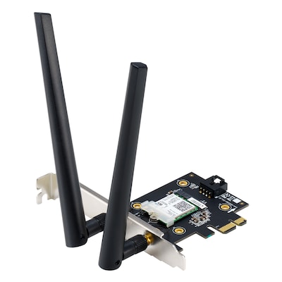 Typ: PCIe WLAN-Netzwerkkarte / Geschwindigkeit: bis zu 3000 Mbit/s / Steckplatz: PCI Express (PCIe) / Besonderheiten: WiFi-6 (802.11ax)