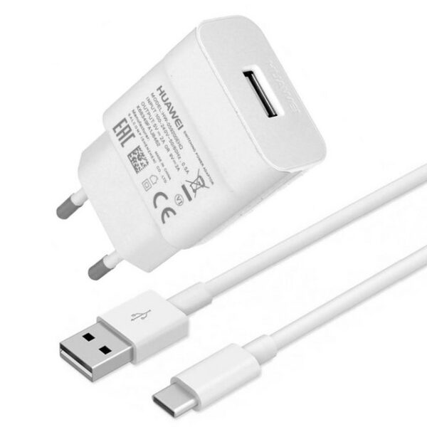 Praktisches Set bestehend aus dem hochwertigen Huawei HW-059200 Ladegerät sowie einem passenden USB-C Kabel.