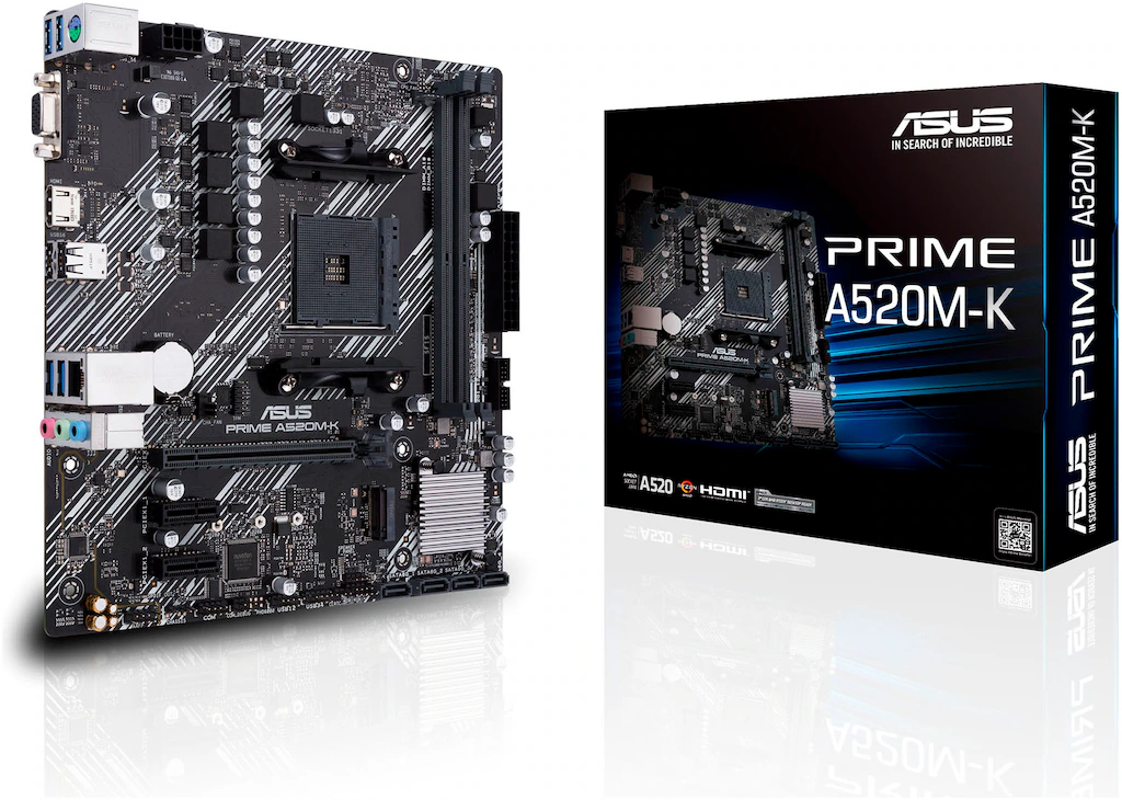 Das Motherboard der Marke ASUS besteht aus dem Chipsatz AMD A520