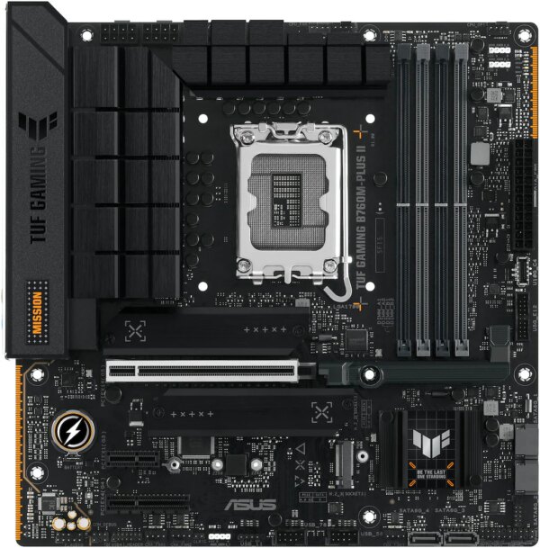 TUF GAMING B760M-PLUS II vereint alle wesentlichen Elemente der neuesten Intel®-Prozessoren und kombiniert sie mit spielbereiten Funktionen und bewährter Haltbarkeit. Dieses Motherboard wurde mit Komponenten in Militärqualität