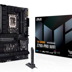 TUF GAMING Z790-PRO WIFI kombiniert die neuesten Intel®-Prozessoren mit spielbereiten Funktionen und militärischer Haltbarkeit. Mit seiner erstklassigen Stromversorgungslösung und dem umfassenden Kühlsystem bietet dieses Motherboard eine absolut zuverlässige Leistung für Marathon-Gaming. Und es wird strengen Belastungstests unterzogen