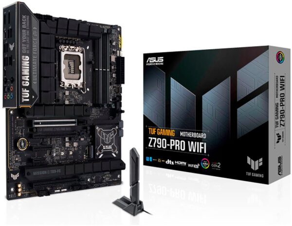 TUF GAMING Z790-PRO WIFI kombiniert die neuesten Intel®-Prozessoren mit spielbereiten Funktionen und militärischer Haltbarkeit. Mit seiner erstklassigen Stromversorgungslösung und dem umfassenden Kühlsystem bietet dieses Motherboard eine absolut zuverlässige Leistung für Marathon-Gaming. Und es wird strengen Belastungstests unterzogen