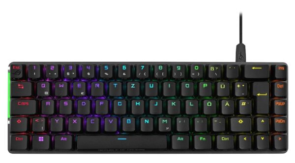 ROG Falchion Ace 65% kompakte Gaming-Tastatur mit gelubten mechanischen ROG NX-Switches. PBT-Doubleshot-Keycaps