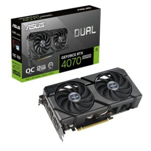 ASUS Dual GeForce RTX™ 4070 SUPER EVO OC Edition 12GB GDDR6X mit zwei leistungsstarken Axial-tech-Lüftern und einem 2