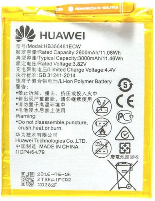 Originalakku von Huaweizur Verwendung für Huawei P8 Lite (2017)es handelt sich um einen Li-Pol-Akkudie Spannung beträgt 3