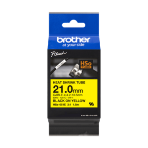 Kurzinfo: Brother HSE-651E - Schwarz auf Gelb - Roll (2.1 cm x 1.5 m) 1 Kassette(n) Hängebox - Schrumpfschlauch-Band - für P-Touch PT-D800W